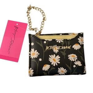 Betsey Johnson Black and White Daisy Billfold Wallet with Card Holder NWT